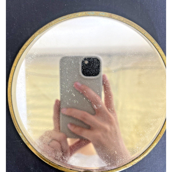 Vintage Hand Mirror Stunning Crystal Handles ~ Rose Design on face FS Charity - Picture 2 of 7